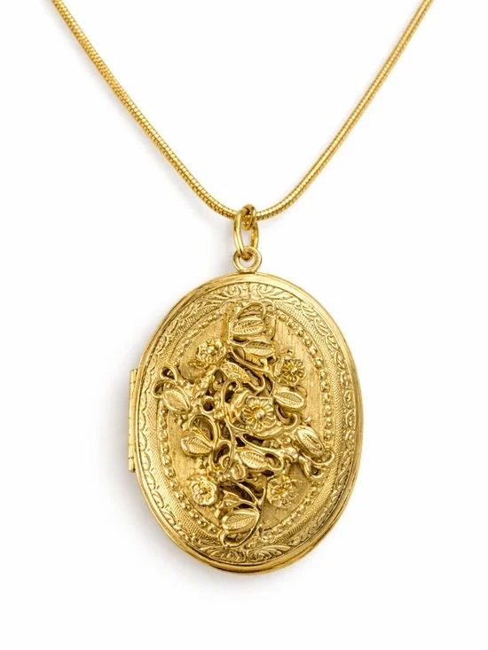 ✨ Vintage Style Gold Tone Oval Locket Necklace ✨ - Picture 1 of 1